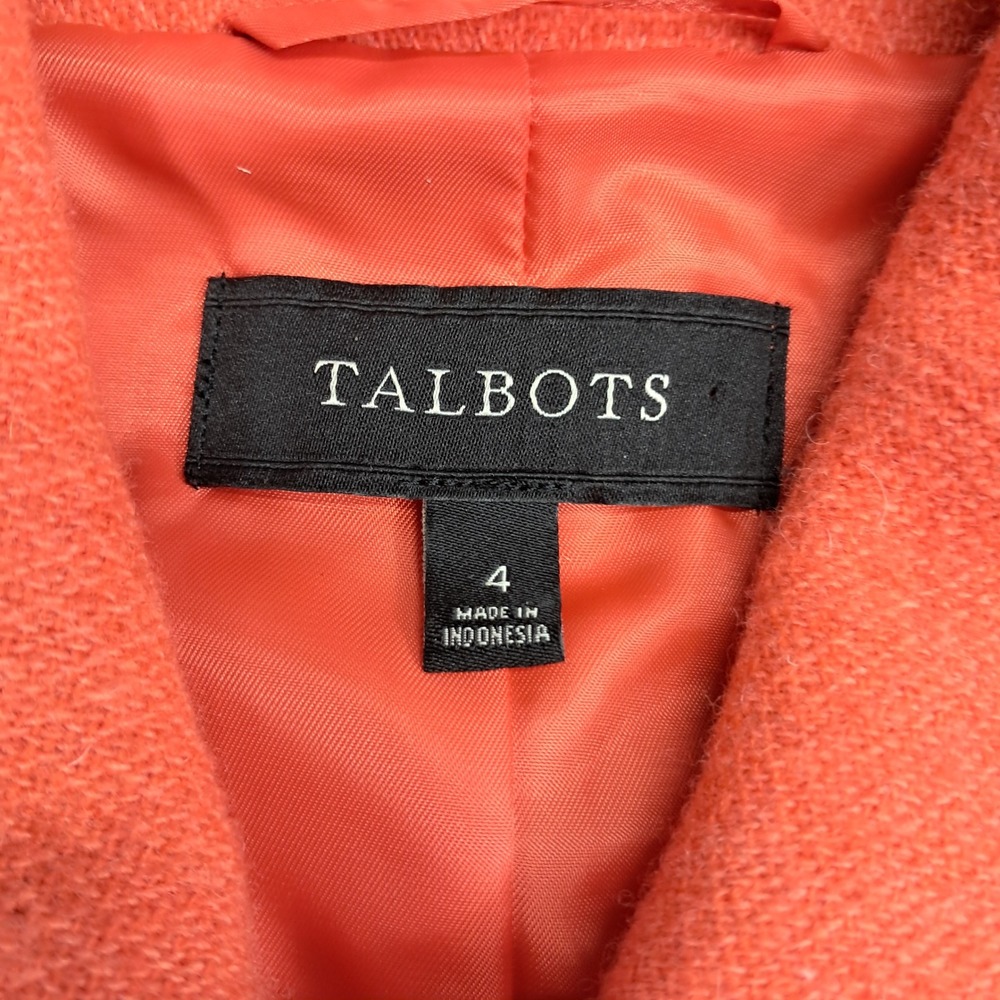 Talbots Womens Coral Orange Wool Blend Button Up‎ Jacket Blazer Size 4 ID5125 - Picture 2 of 9